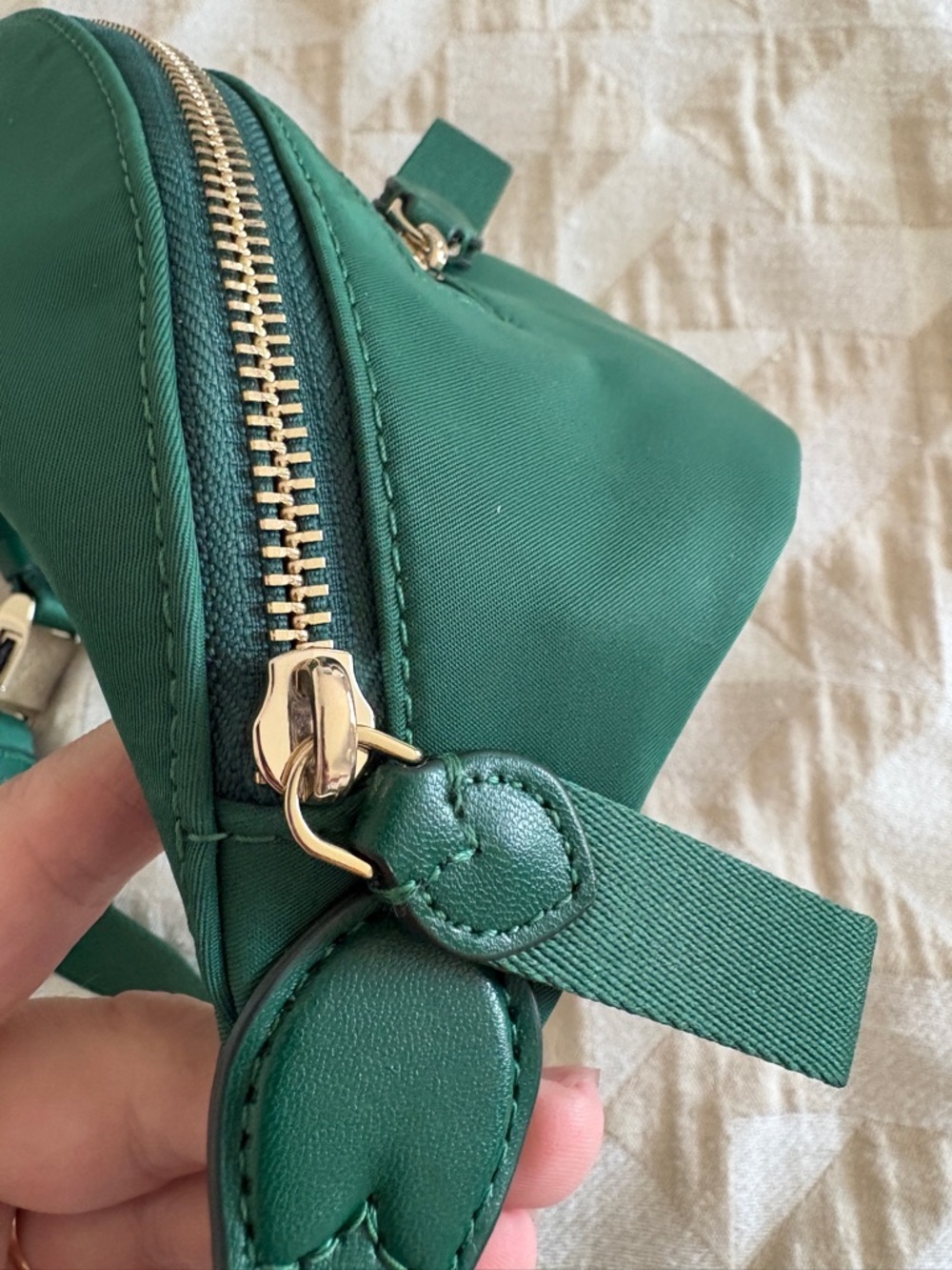 kate spade emerald green nylon crossbody with gold hardware - Picture 11 of 12